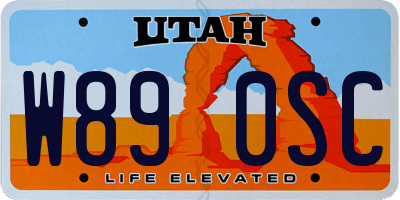 UT license plate W890SC