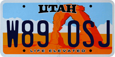 UT license plate W890SJ