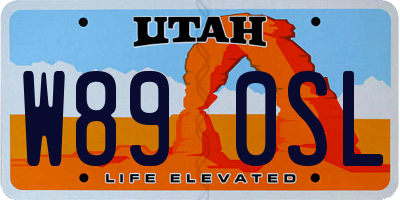UT license plate W890SL
