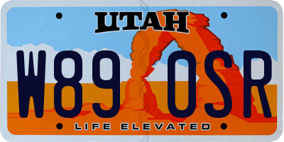 UT license plate W890SR