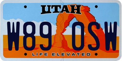 UT license plate W890SW