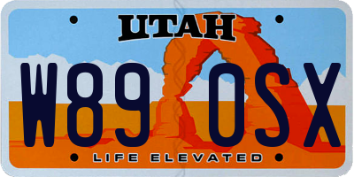 UT license plate W890SX