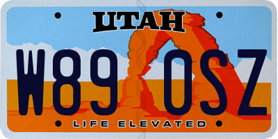 UT license plate W890SZ