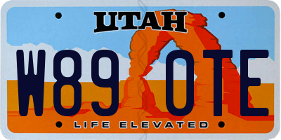 UT license plate W890TE