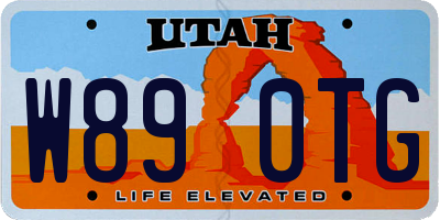 UT license plate W890TG