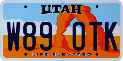 UT license plate W890TK