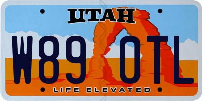 UT license plate W890TL