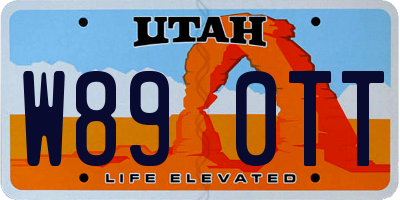 UT license plate W890TT