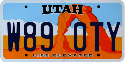 UT license plate W890TY