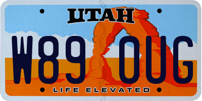 UT license plate W890UG