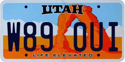 UT license plate W890UI