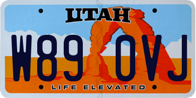 UT license plate W890VJ