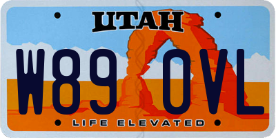 UT license plate W890VL
