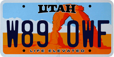 UT license plate W890WF