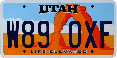 UT license plate W890XF