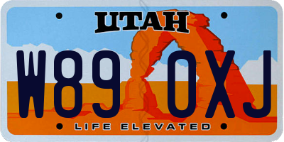 UT license plate W890XJ