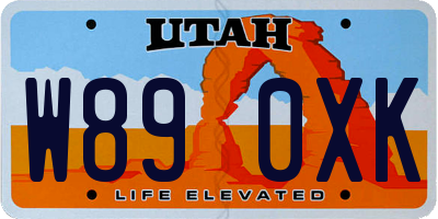 UT license plate W890XK