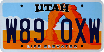 UT license plate W890XW