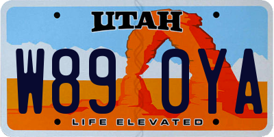 UT license plate W890YA
