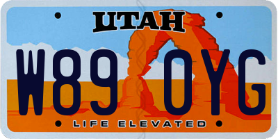 UT license plate W890YG