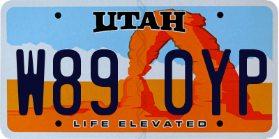 UT license plate W890YP