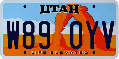 UT license plate W890YV