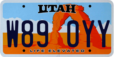 UT license plate W890YY