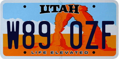 UT license plate W890ZF