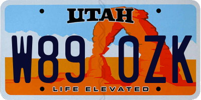 UT license plate W890ZK