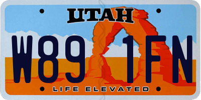 UT license plate W891FN