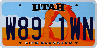 UT license plate W891WN