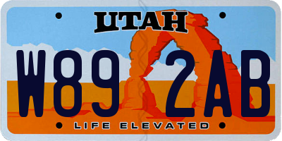 UT license plate W892AB