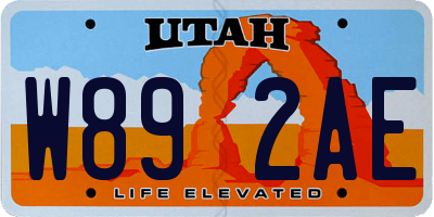 UT license plate W892AE