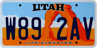 UT license plate W892AV