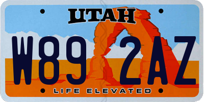 UT license plate W892AZ