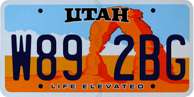 UT license plate W892BG
