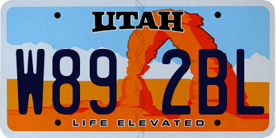 UT license plate W892BL