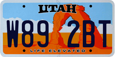UT license plate W892BT