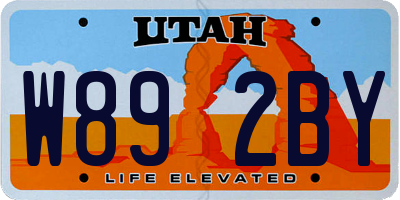 UT license plate W892BY