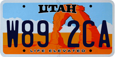 UT license plate W892CA