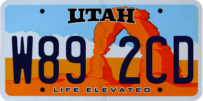 UT license plate W892CD