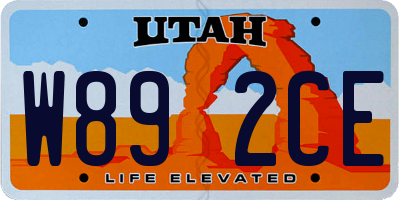 UT license plate W892CE
