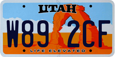 UT license plate W892CF