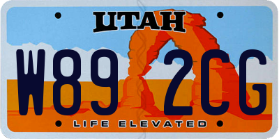 UT license plate W892CG