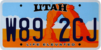 UT license plate W892CJ