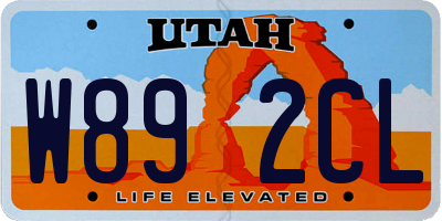 UT license plate W892CL