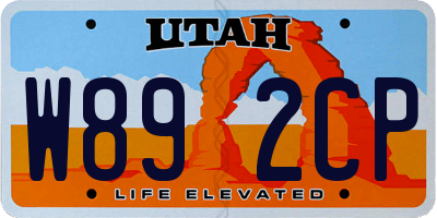 UT license plate W892CP