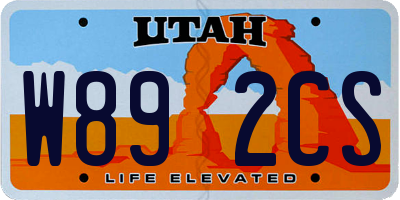 UT license plate W892CS