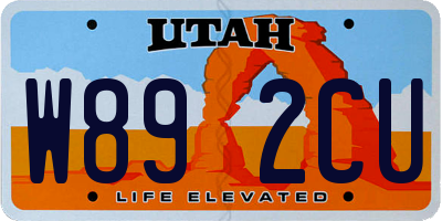 UT license plate W892CU