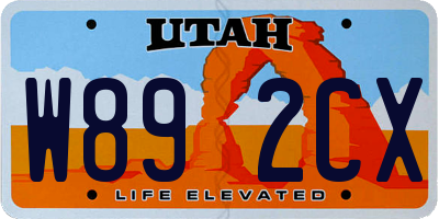 UT license plate W892CX